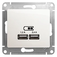 Розетка USB Schneider Electric Glossa A+С, 5В/2,4А, 2х5В/1,2 А перламутр