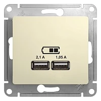 Розетка USB Schneider Electric Glossa 5В/2,1А, 2х5В/1,05мА бежевый